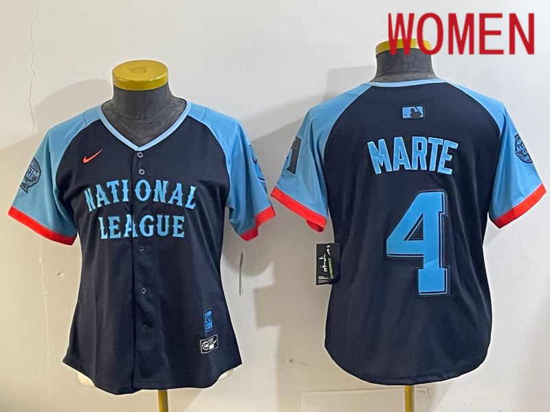Women Arizona Diamondback #4 Marte Blue All star 2024 Nike MLB Jersey style 1->women mlb jersey->Women Jersey